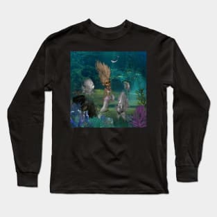 Cute mermaid with fantasy fish Long Sleeve T-Shirt